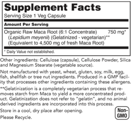 Fertilica Maca Capsules - Organic 6:1 Concentrate